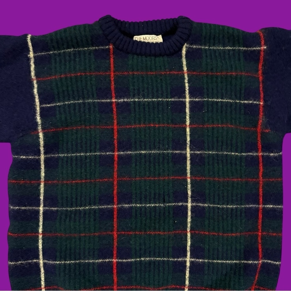 90s The Moors Shetland Wool Plaid Sweater - Picture 5 of 5